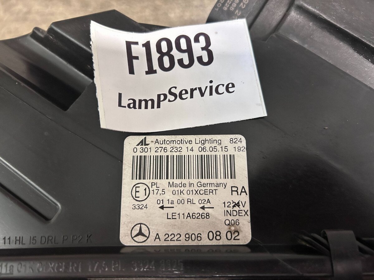 Фара Mercedes-Benz S-class, AMG S W222 2014 A2229060802 F1893 LE11A6268 030127623214 — изображение 4