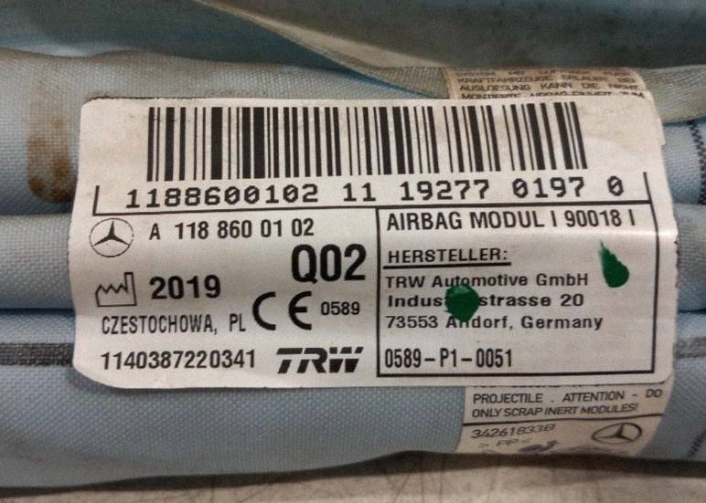 Подушка Mercedes CLA-class CLA C118 X118 2019 A1188600102 1140387220341